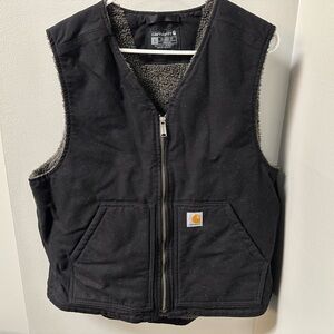 Carhartt Gray Black Sherpa-Lined Work Vest